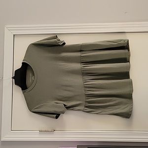 Peplum Short Sleeve Shirt- American Eagle, Small, Olive Green